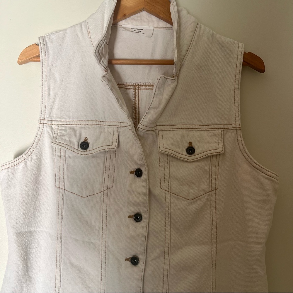 Cotton On White Denim Button Down Sleeveless Dress Size XL - Picture 2 of 9